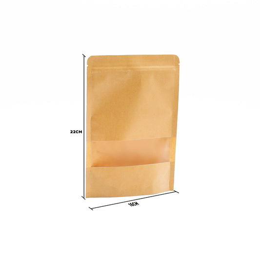 10 Kraftfensterbeutel mit Griffverschluss | 16 x 24 cm | Natürliche Präsentation