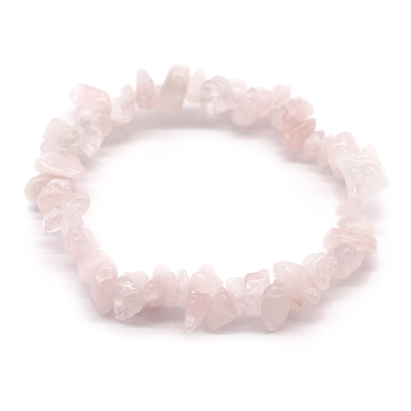 Armband-Set mit Rosenquarz Splittern – Dehnbare Eleganz