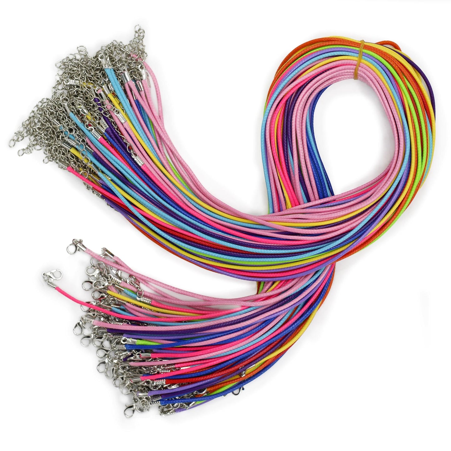 Set mit 10 gewachsten Anhänger-Kordeln in Farbauswahl – 2mm x 55cm mit Metallclasp