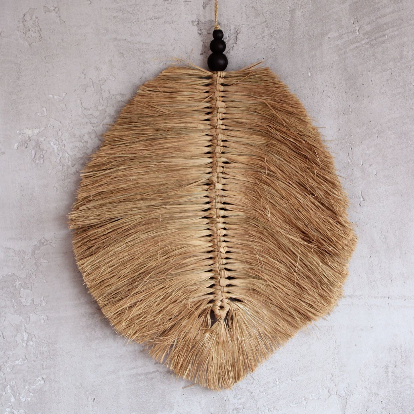 Wanddekoration Raffia-Blatt 35 cm - Natürliches Handwerk aus Bali