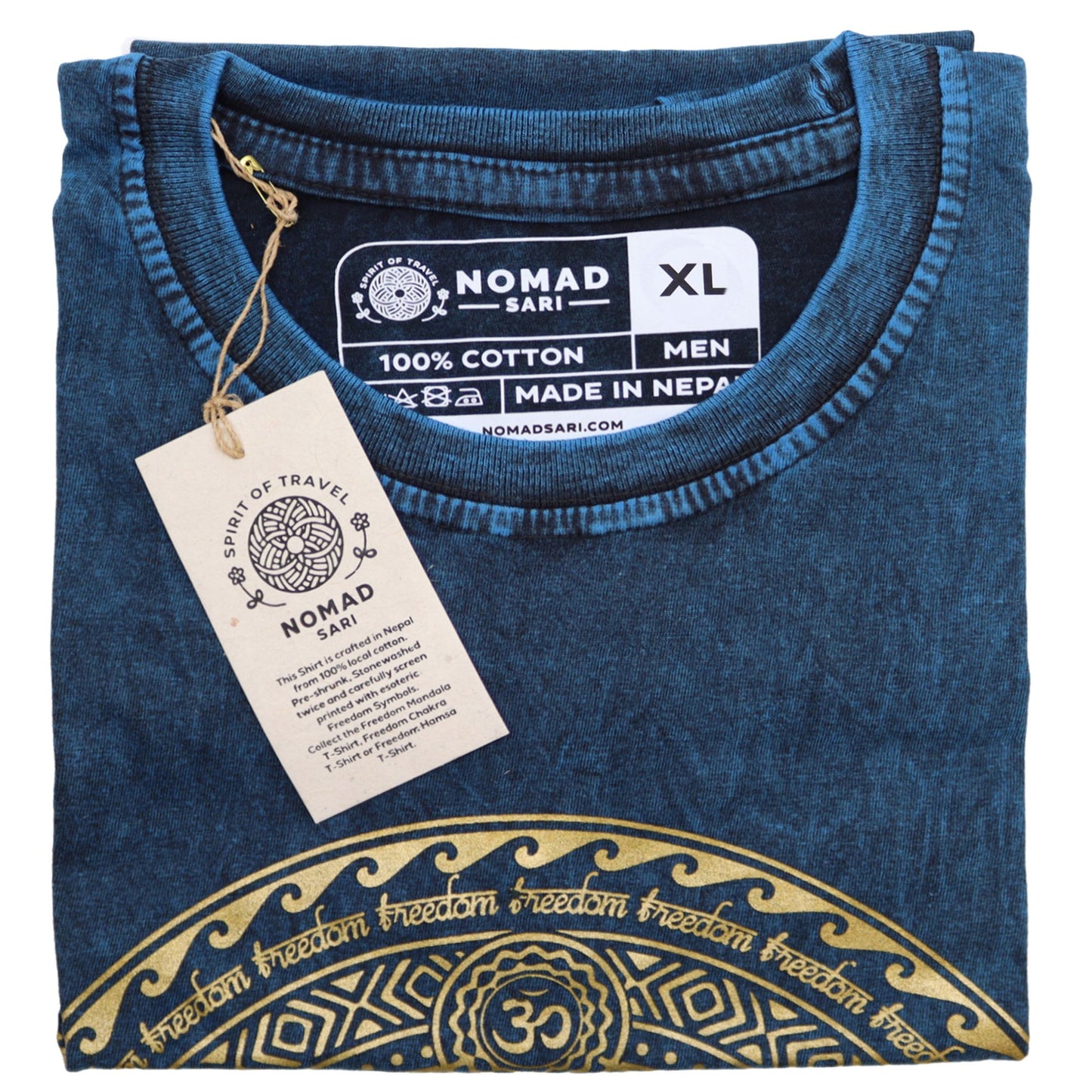 Chakra T-Shirt in Steinwäsche - Blau für Klarheit & Entspannung
