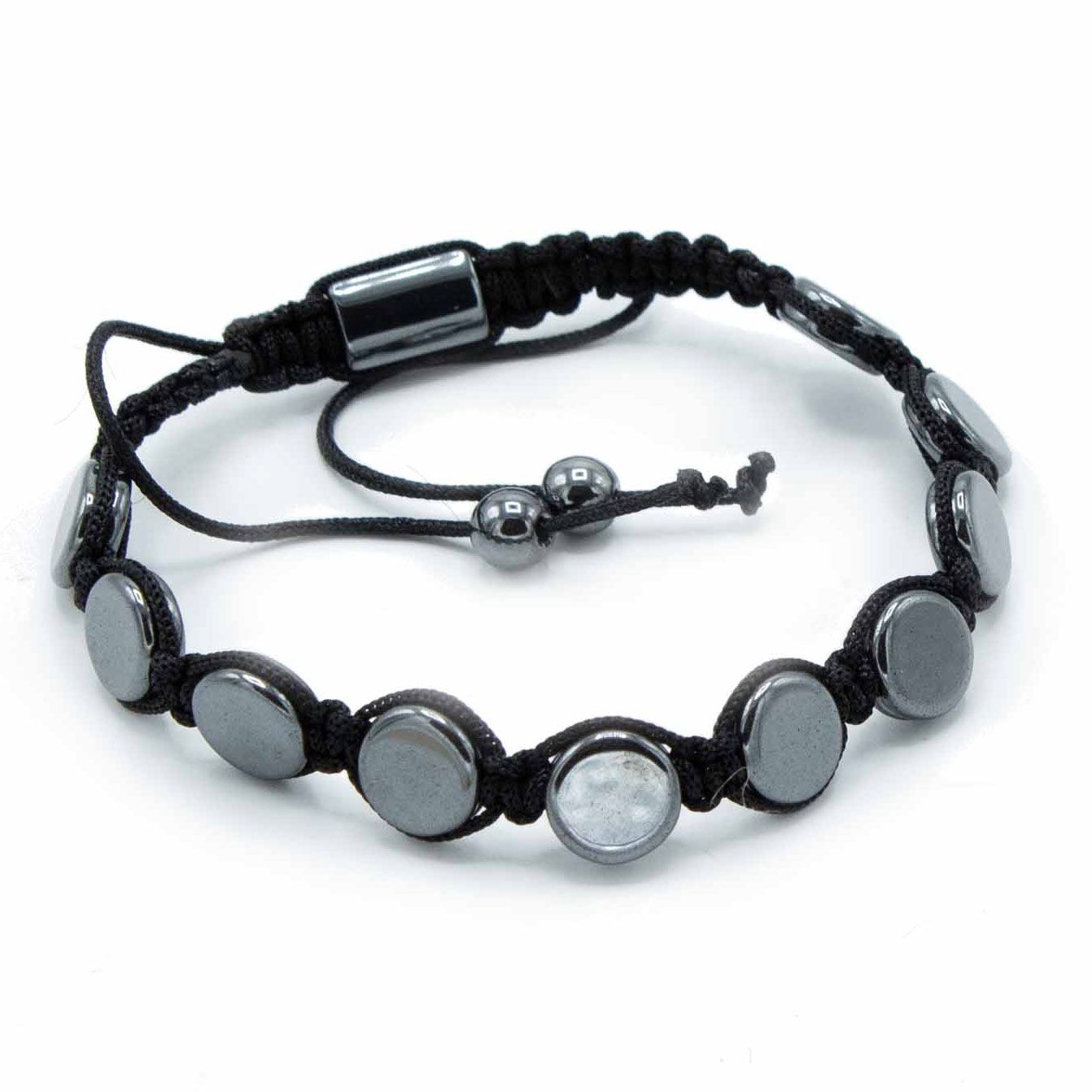Shamballa Armband aus magnetischem Hämatit – Runde Flachperlen