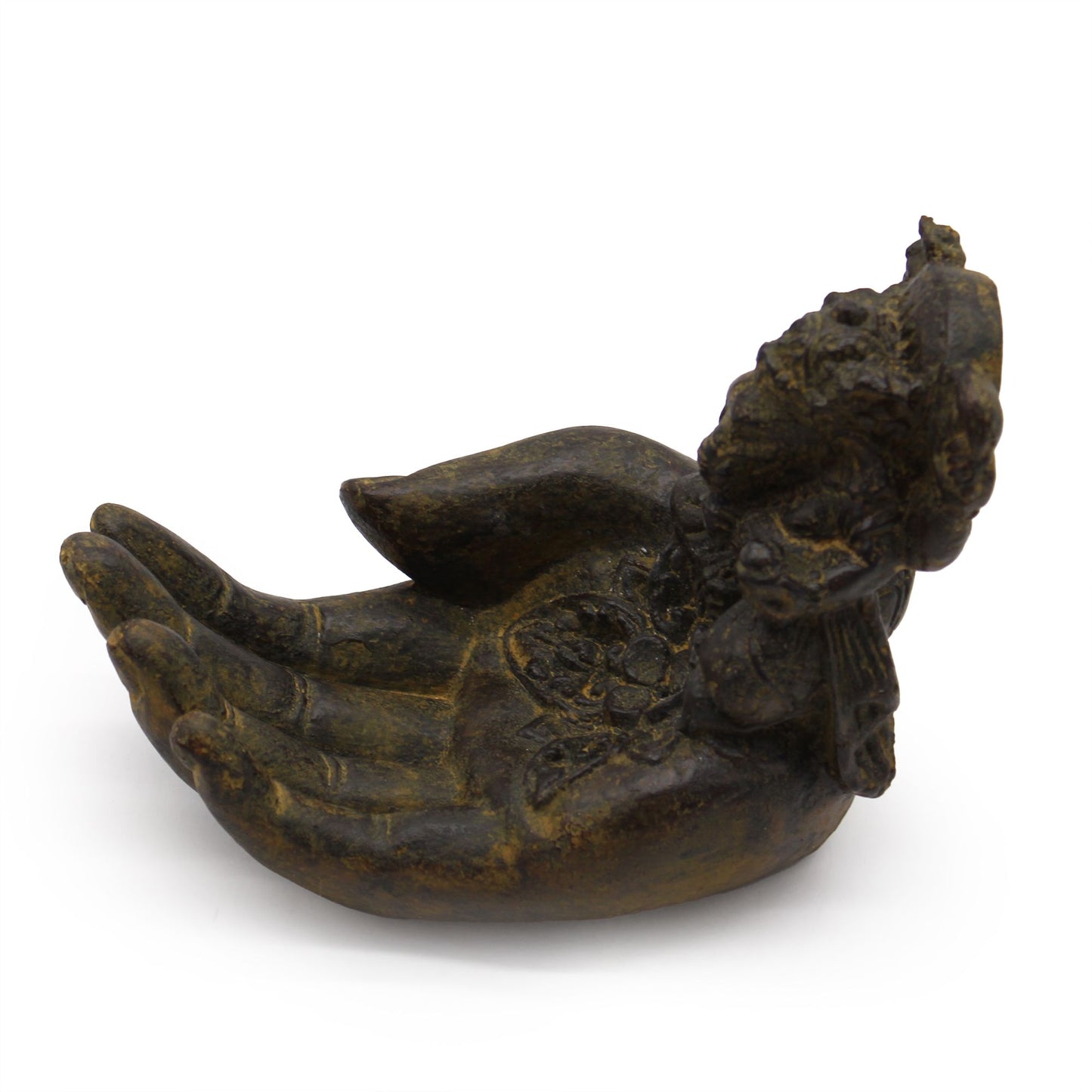 Räuchergefäßhalter aus Beton - Ganesha auf Hand (Antik-Optik)
