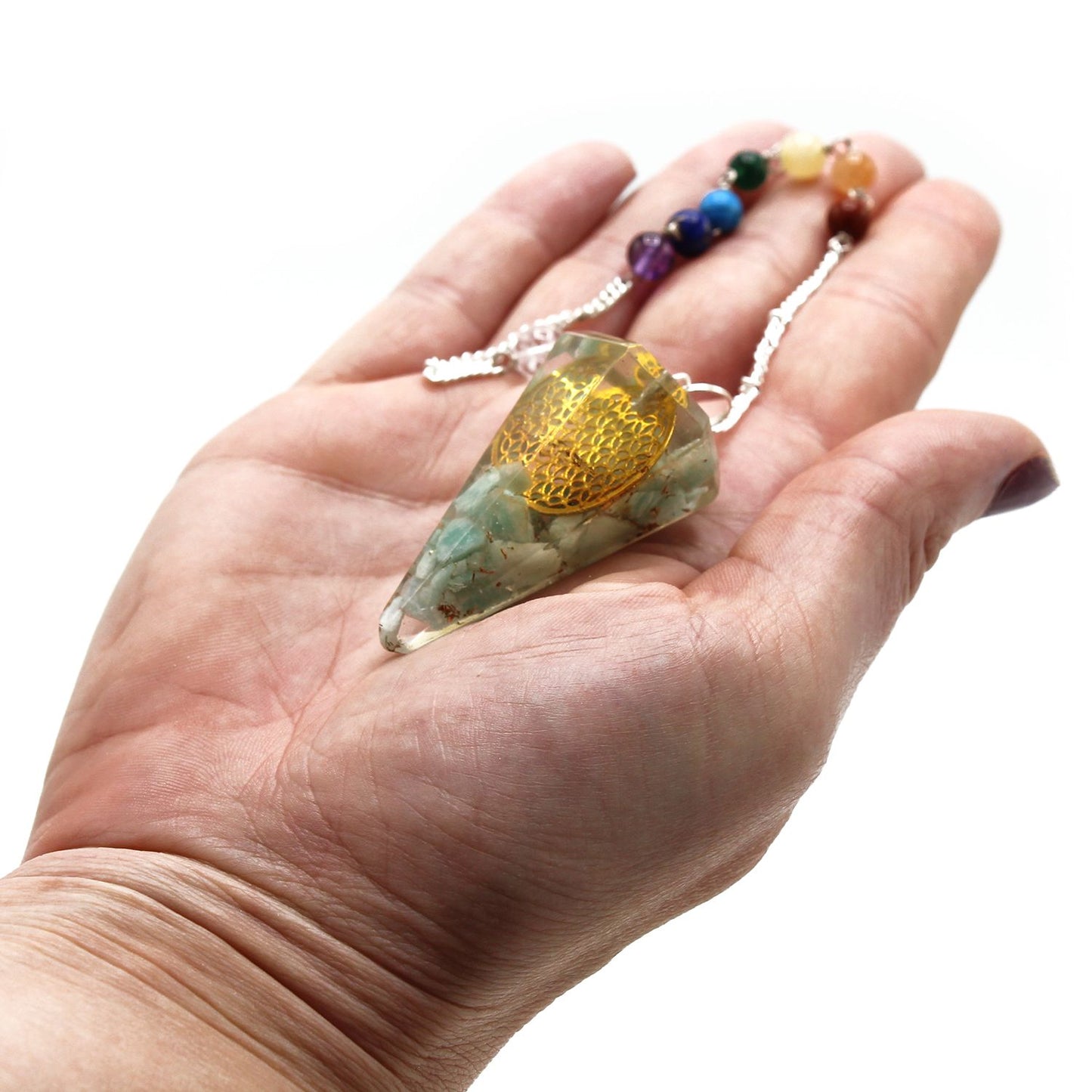 Orgonit Pendel mit Blume des Lebens – Handgefertigt für Energie & Meditation