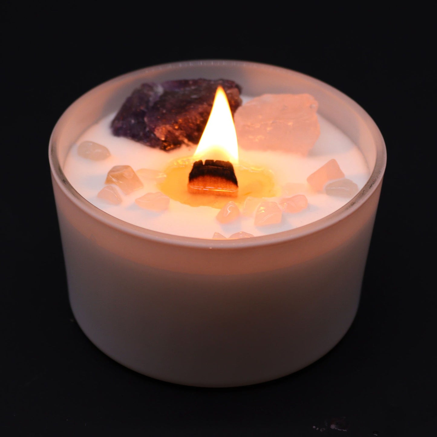 Chakra-Kerze Drittes Auge – Amethyst & Rosenquarz für innere Weisheit
