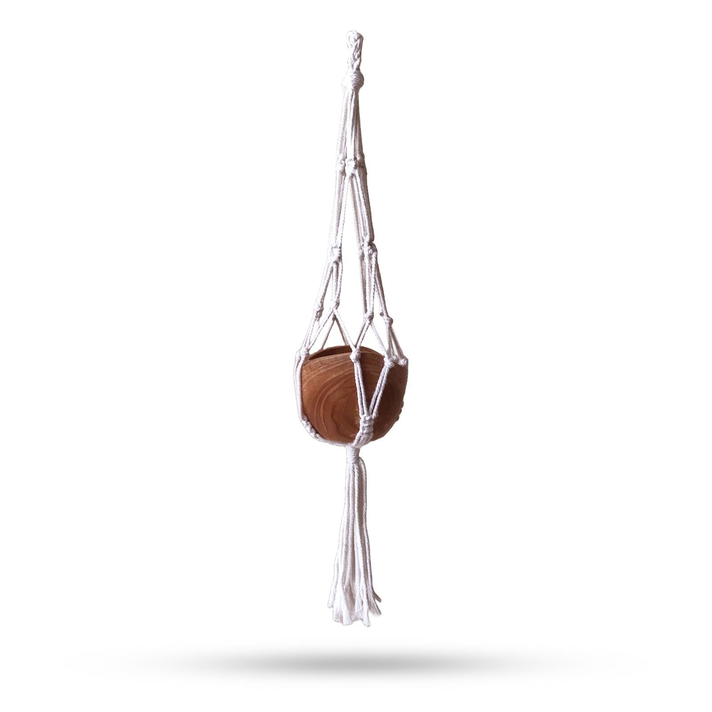 Makramee-Pflanzenhänger 75 cm - Naturfarben mit Holzring