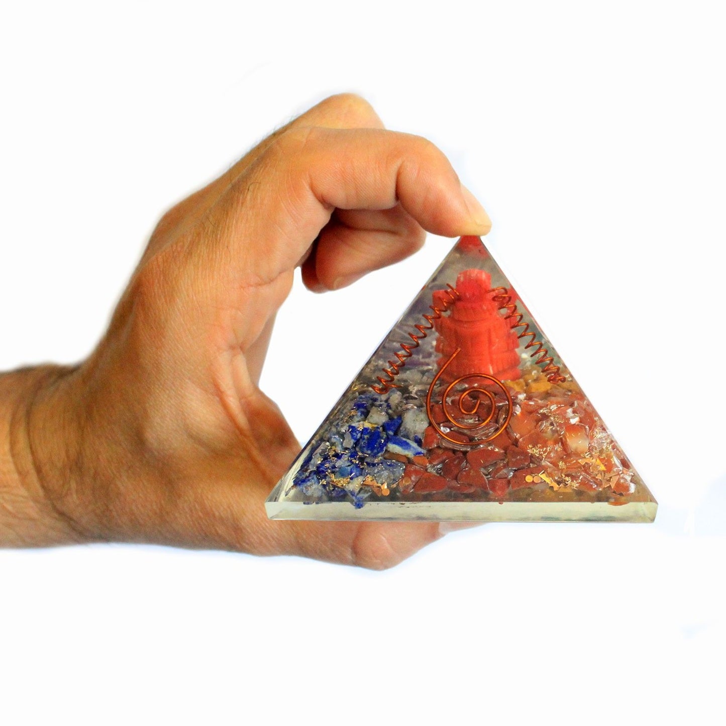 Orgonit-Pyramide mit Ganesh-Motiv – Energetischer Schutz in Kristallharz, 7 cm