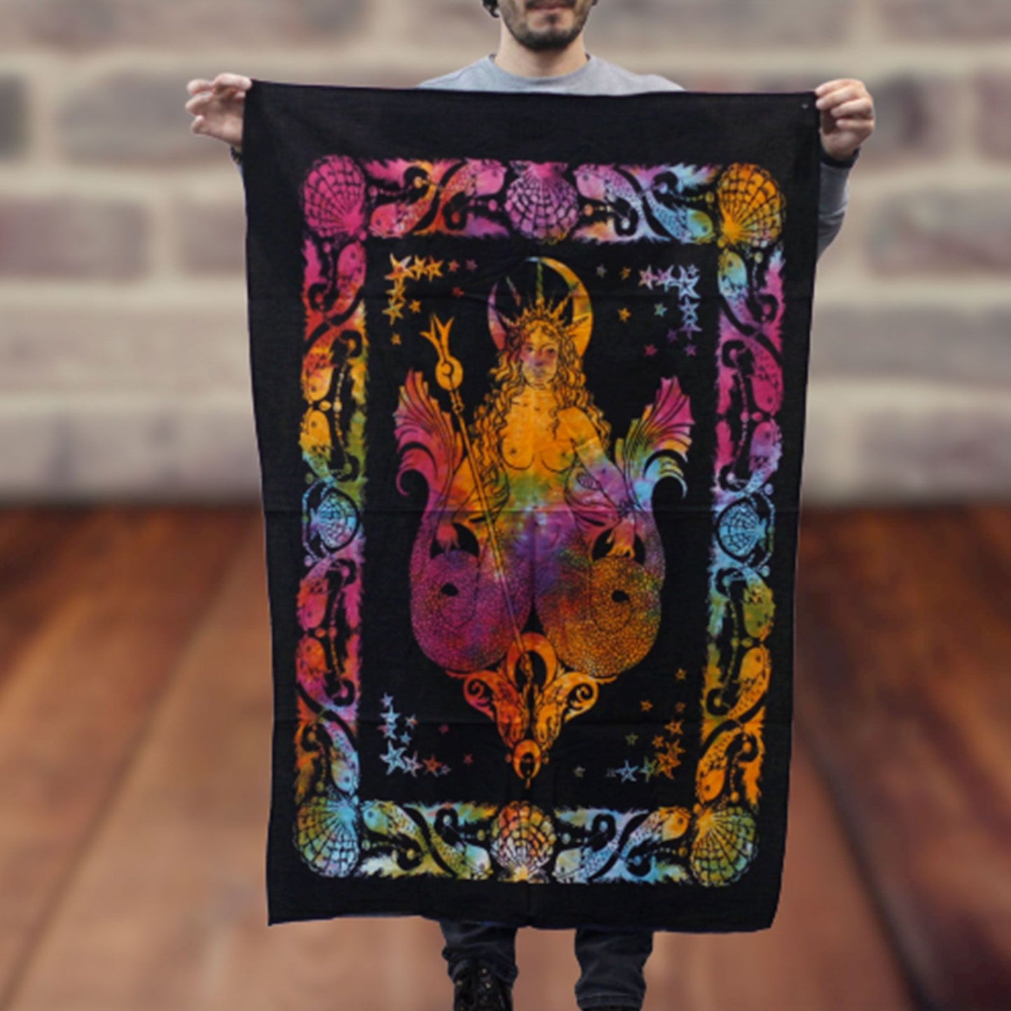 Wandbehang 'Meerjungfrau' – Handgefertigte Baumwollkunst