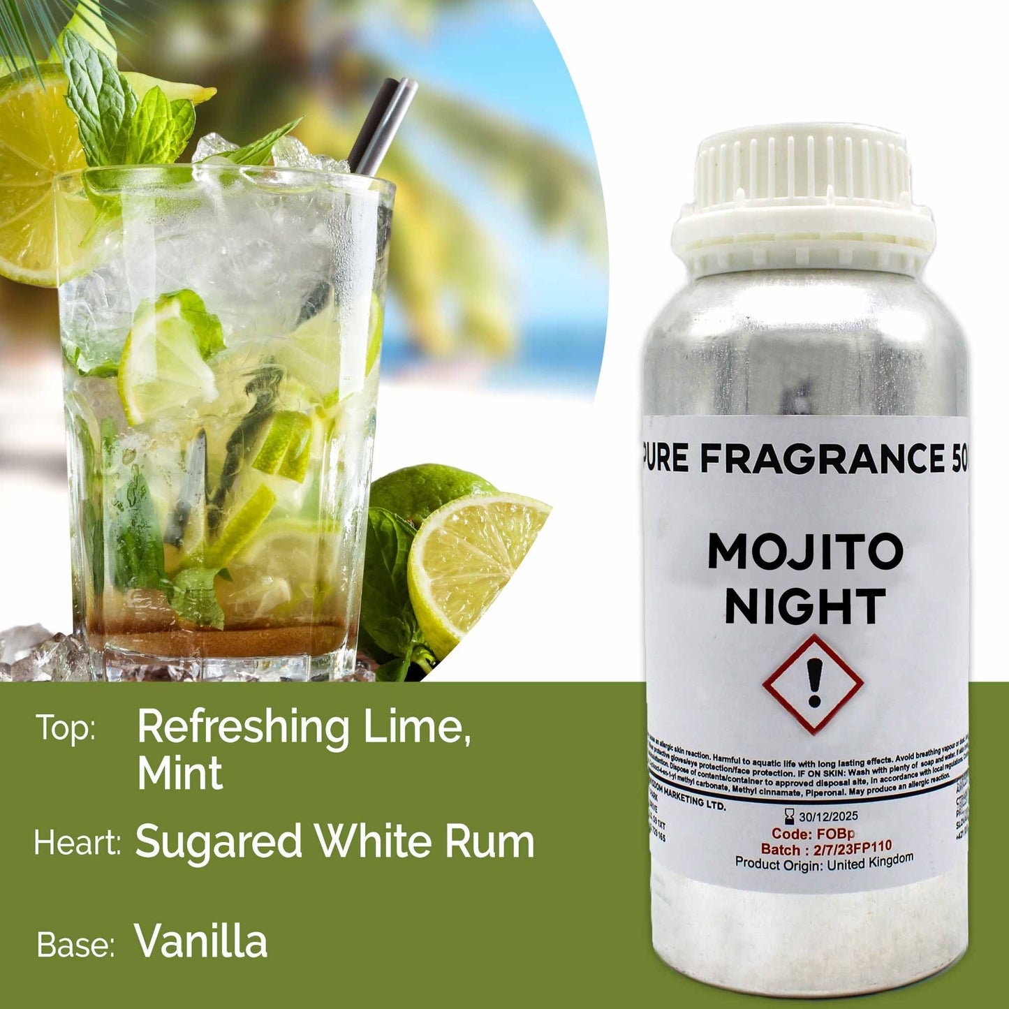 Reines Duftöl Karibische Mojito-Nacht - 500ml für Raumduft & DIY