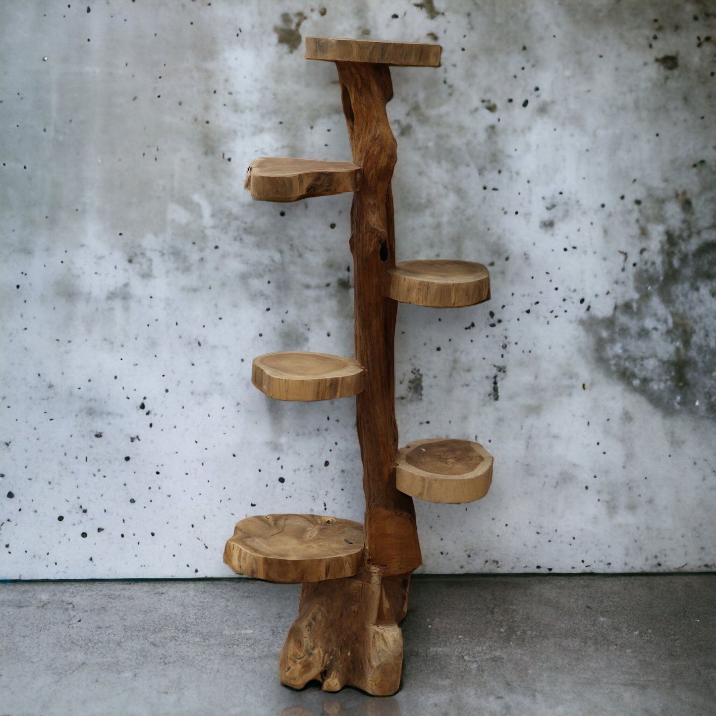 Massivholz-Regal aus Teak mit 6 Böden, 120 cm hoch