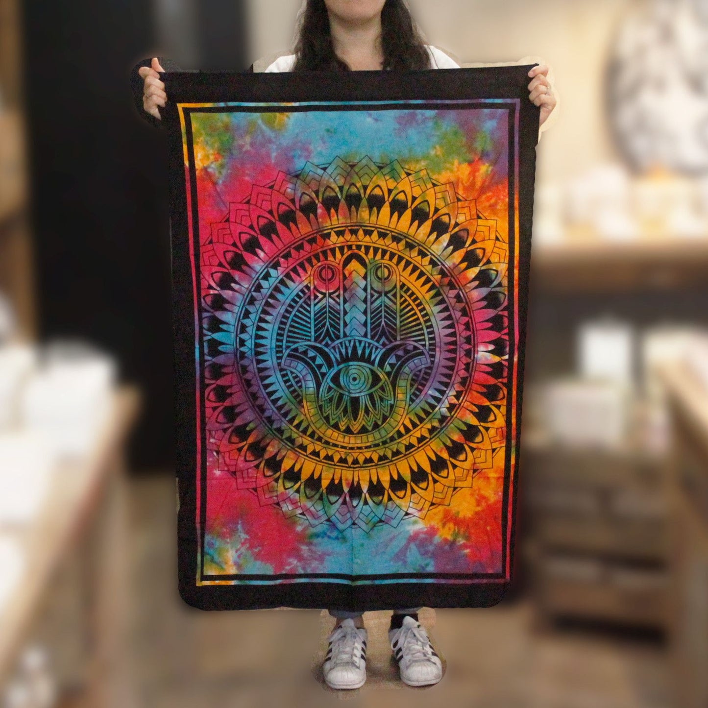 Hamsa-Hand Wandbehang aus Baumwolle – Mystische Wanddekoration