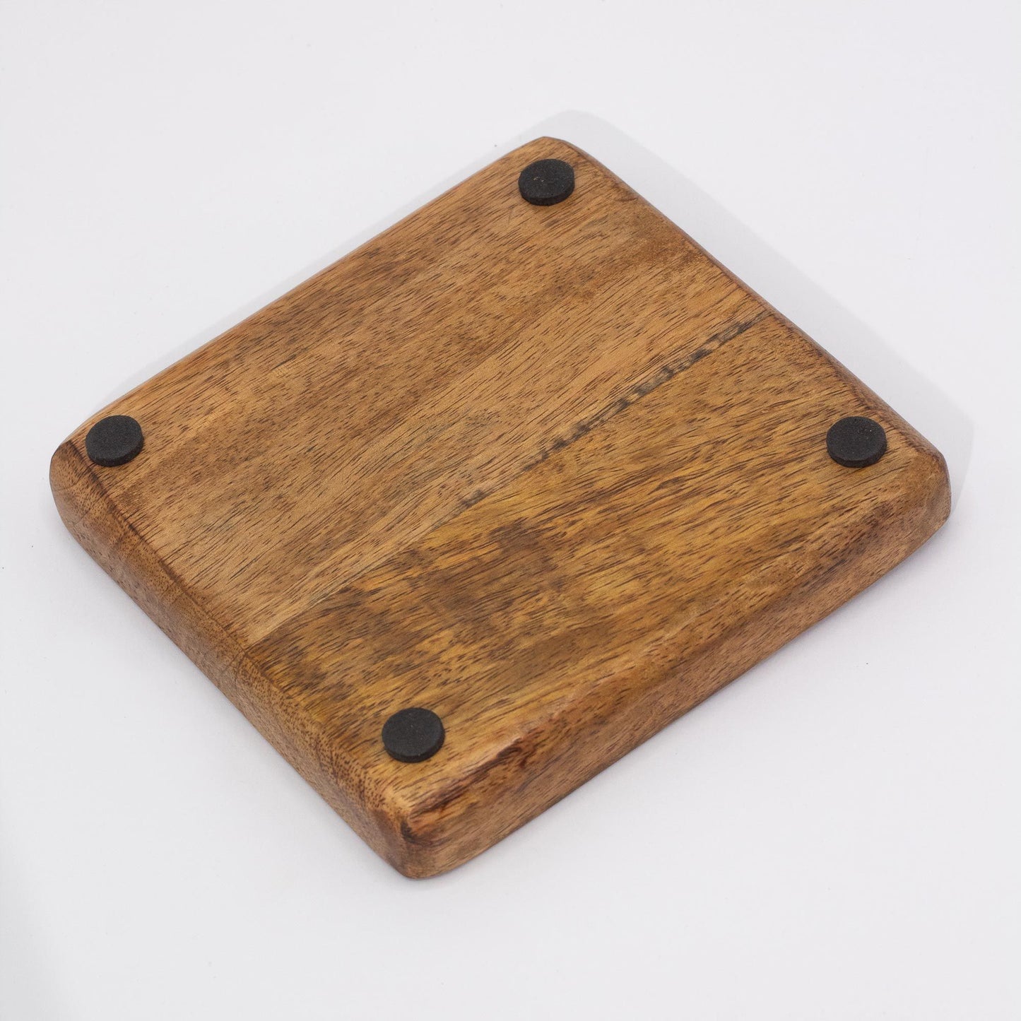 Großes Schmucktablett aus Mangoholz - Handbemalt mit Pilzmotiv in Granatrot