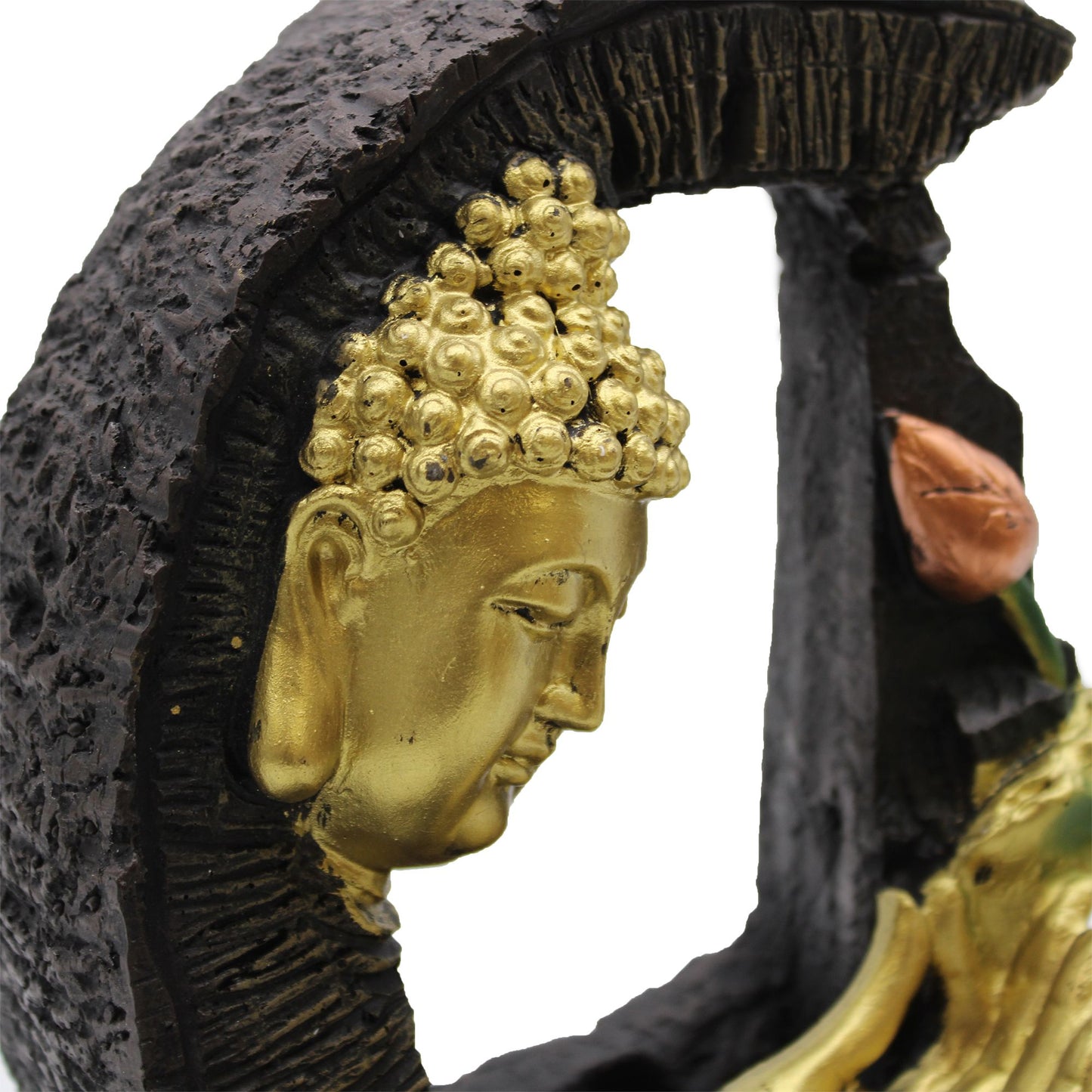Goldener Buddha Lotus Tischbrunnen mit LED - 30 cm Feng Shui Wasserspiel
