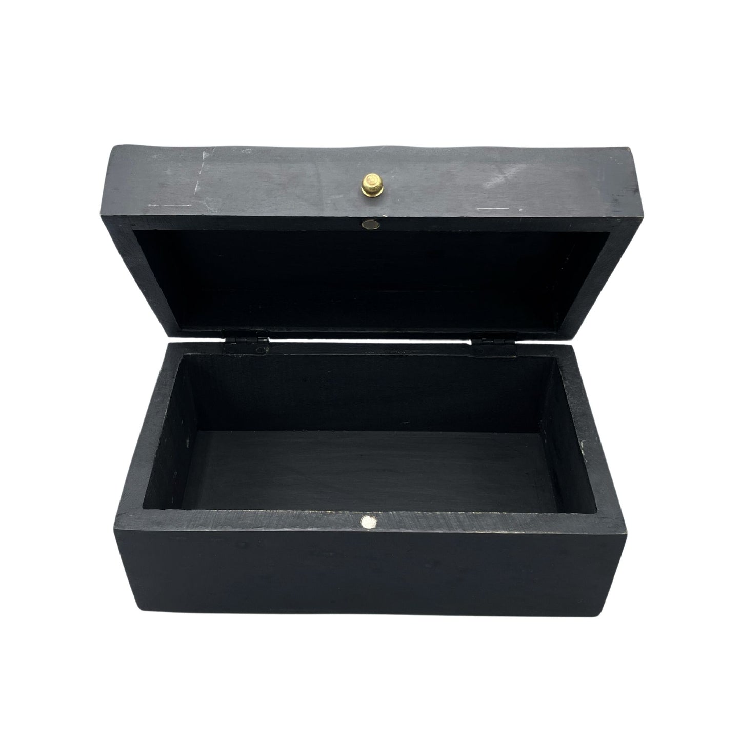 Vintage-Deko-Box 'Schwarze Swirls' aus Mangoholz - 22x12x10 cm