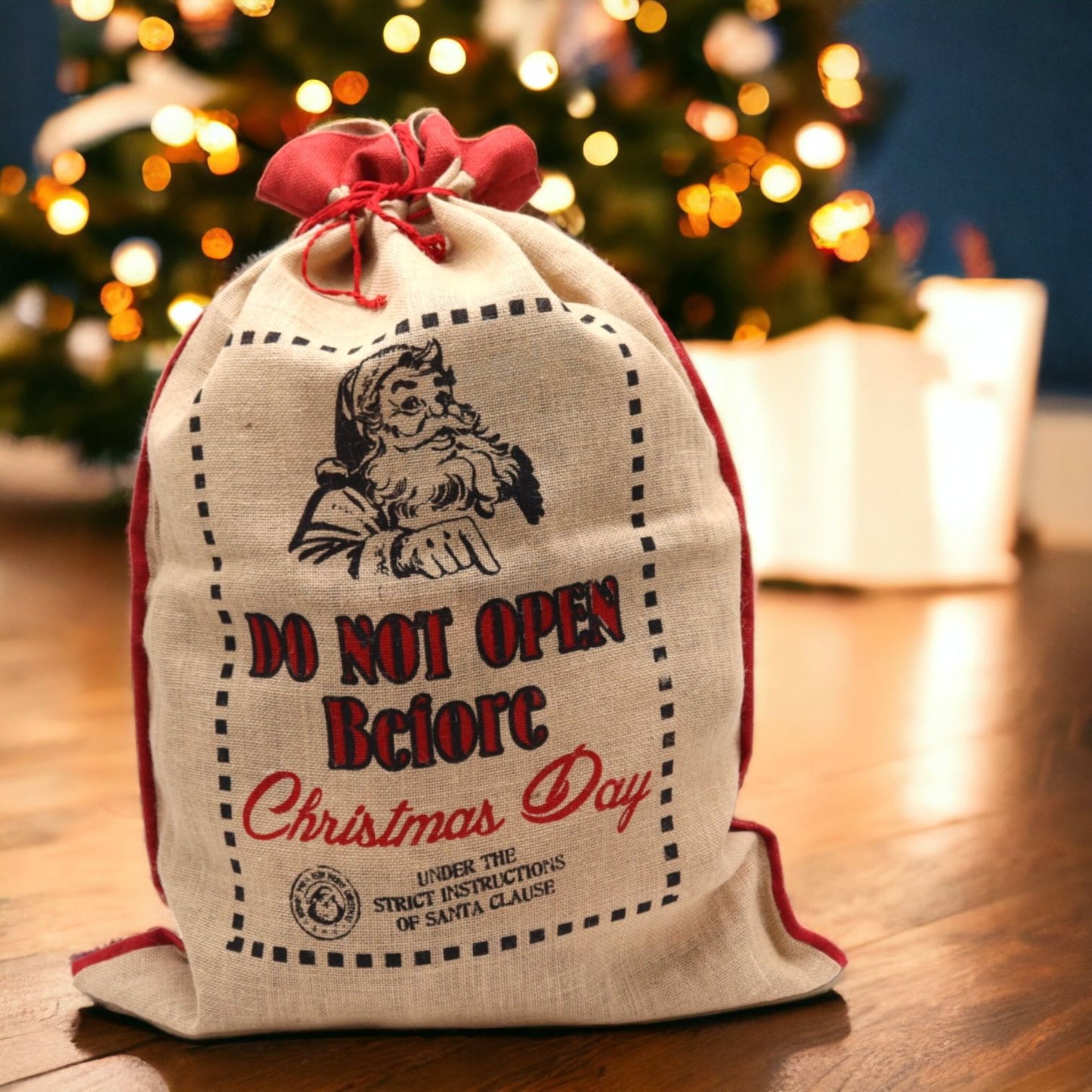 Weihnachtlicher Jute-Sack mit Aufschrift – Geschenkbeutel für große Vorfreude