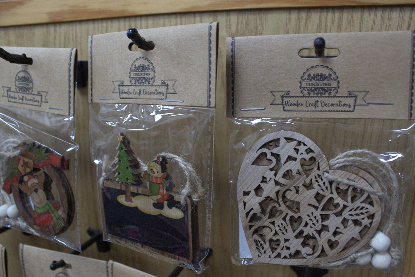 Set mit 3 Vintage Holzglocken - Nostalgischer Weihnachtsschmuck