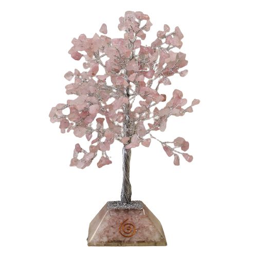 Orgonit-Pyramide mit Edelstein-Baum – 320 Rosenquarz-Steine – Handgefertigtes Unikat