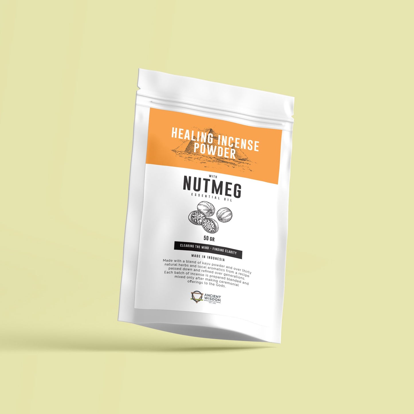 Weihrauchpulver Muskatnuss 50g – Harmonisches Räucherwerk mit Bambusbasis