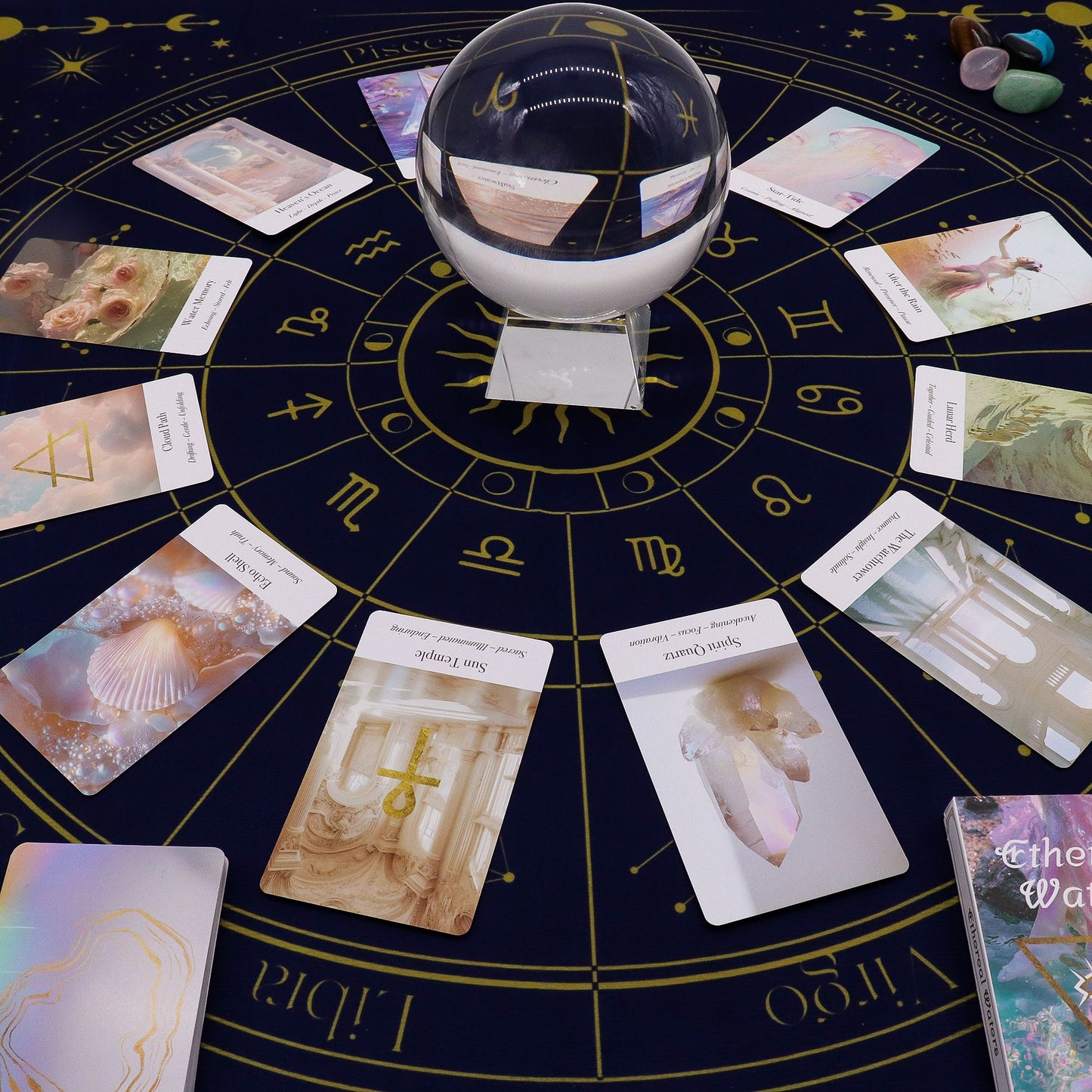 Tarot Tuch mit Zodiac Wheel – Energetische Unterlage für Kartenlegen