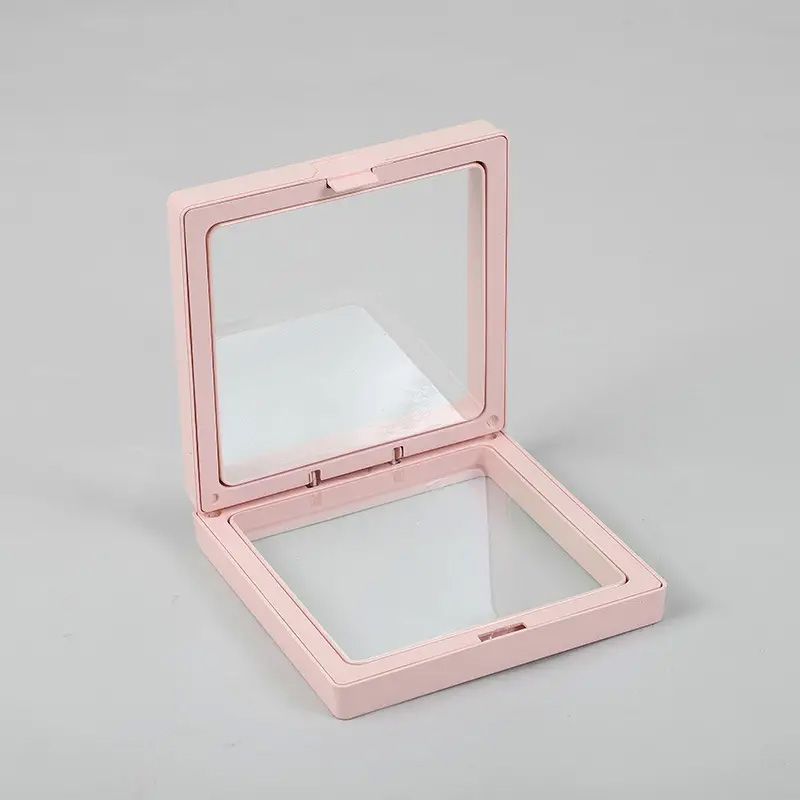 3D Floating Frame Display 9x9 cm in Pink - Schwebende Schmuckvitrine