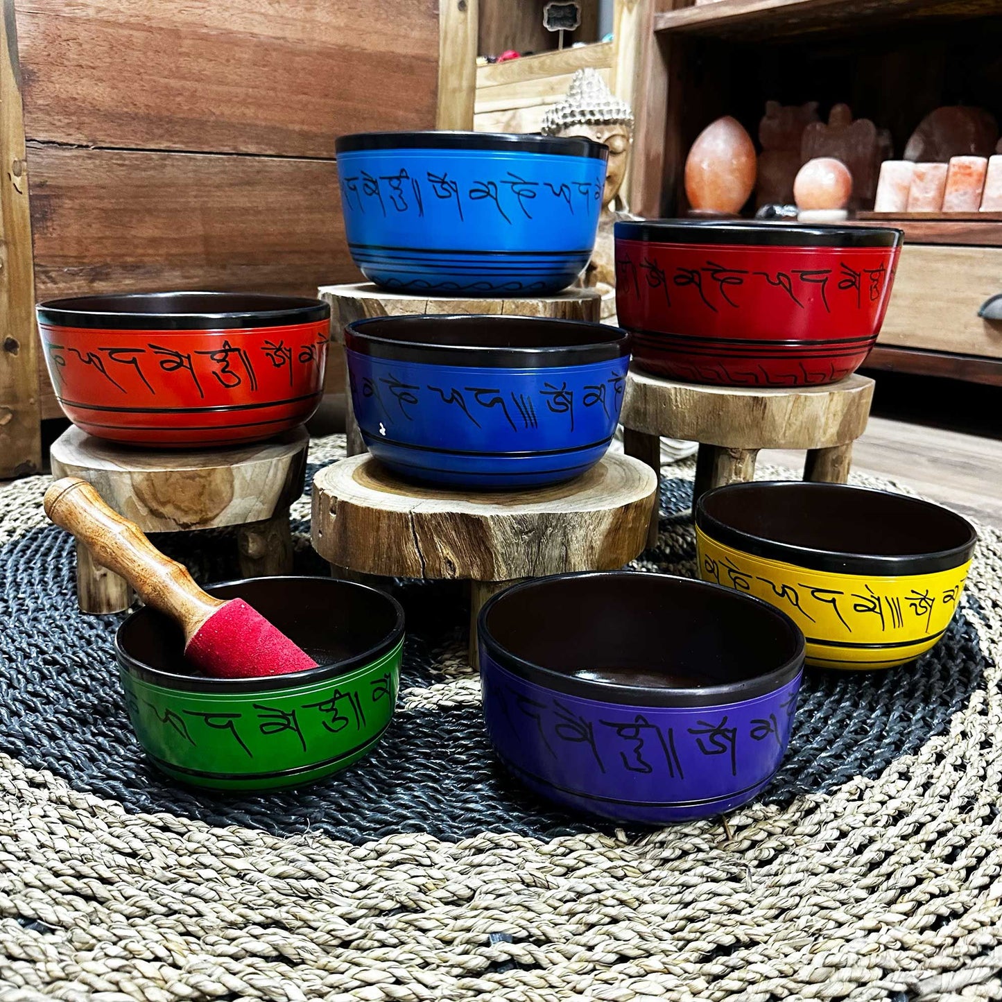 Chakra-Klangschalen Set aus Tibet – 7-teilig (14-22 cm) für Meditation & Energiearbeit