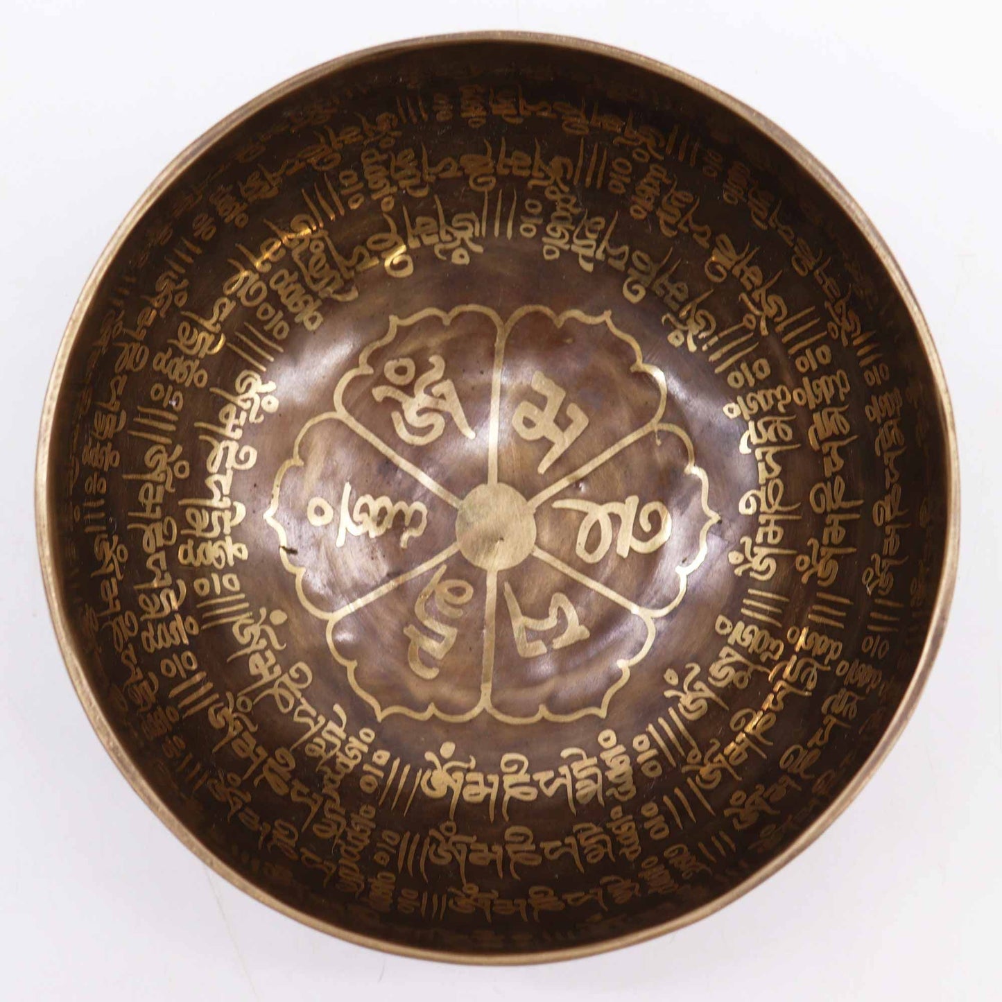 Handgravur Klangschale 16cm mit Mantra - Fünfmetall aus Nepal