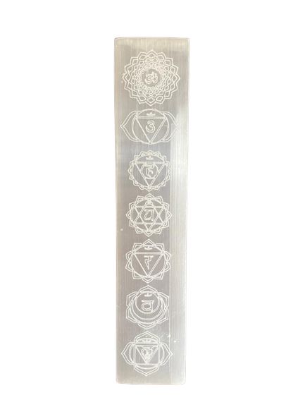 Selenit-Ladeplatte 'Chakra' 20 cm – Handgeschnittenes Naturstein-Unikat