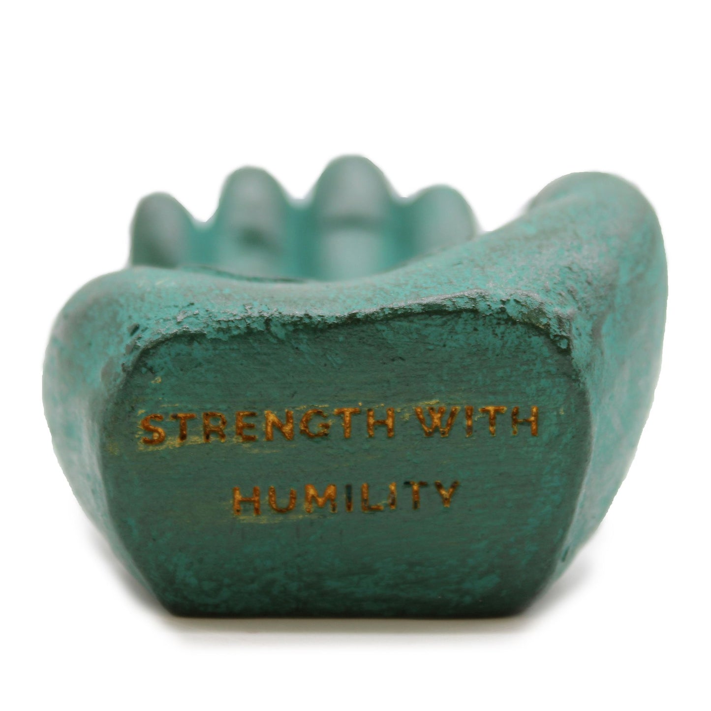 Beton-Räucherschale 'Stärke mit Demut' in Grün – Handgefertigte Meditationsschale