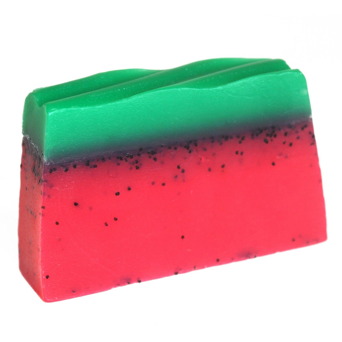 Handgemachte Seifenstange 'Exotische Wassermelone' mit natürlichem Mohnsamen-Peeling