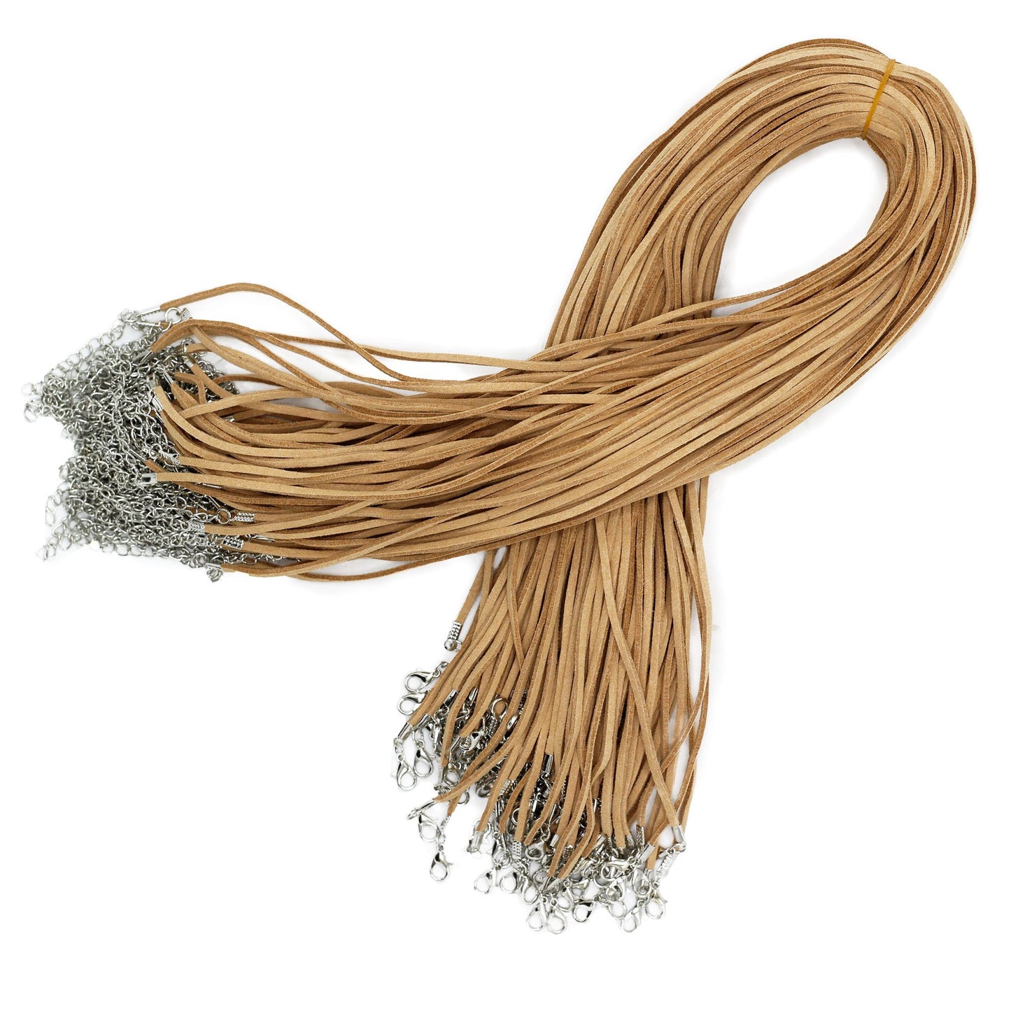 Anhängerband aus weichem Wildlederimitat - Beige, 2,5mm x 55cm mit Metallverschluss