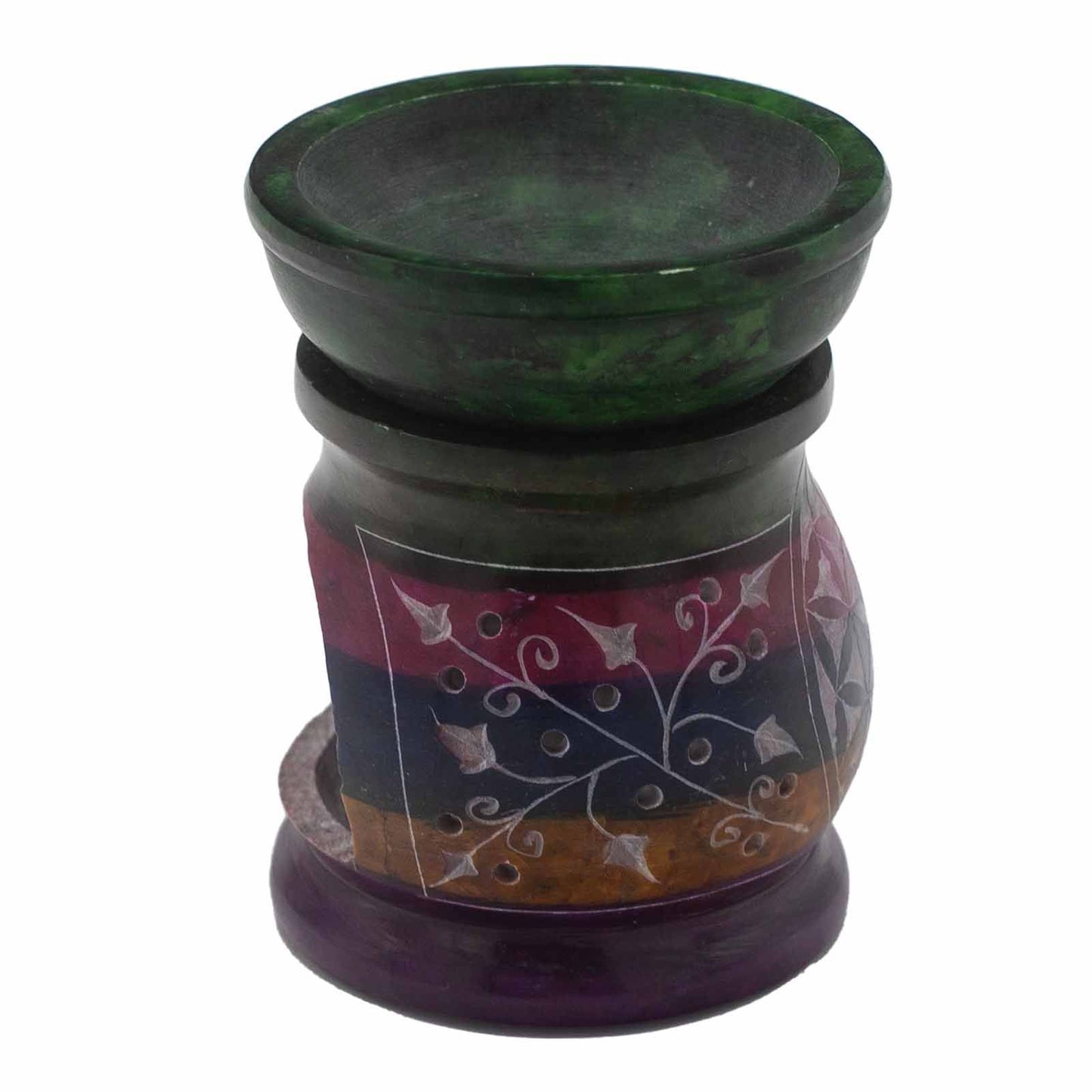 Flower of Life Ölbrenner aus Speckstein - 10 cm, 5 harmonische Farben