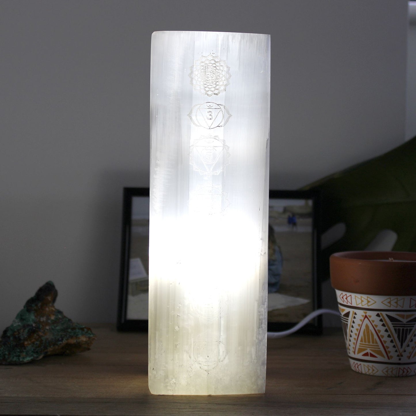 Selenit Blocklampe 25 cm – Handgefertigtes Unikat für Harmonie