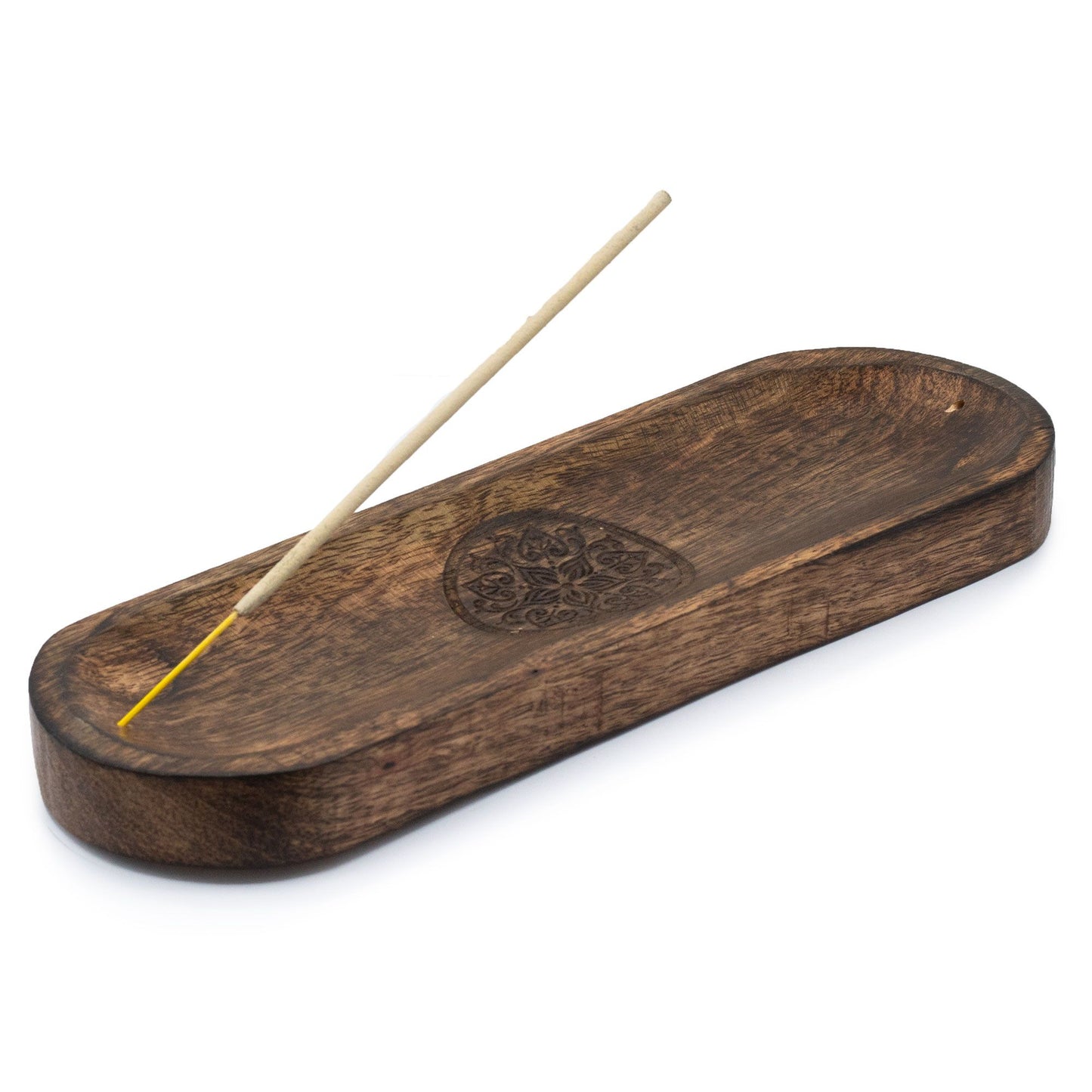 Großer Räucherhalter 'Mandala' aus Mangoholz – 30x10 cm