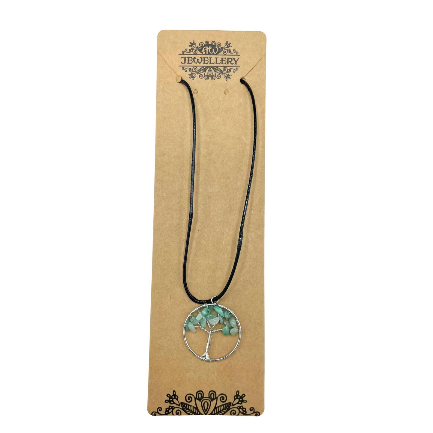 Lebensbaum-Anhänger aus Jade – Handgefertigtes Amulett mit Wildlederband