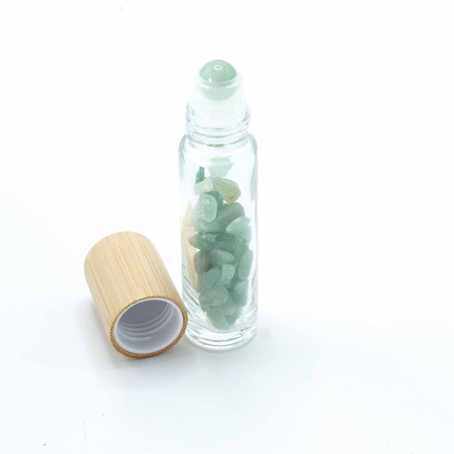 Roll-On Flasche mit Aventurin-Kugel & Holzdeckel – 5 ml für ätherische Öle