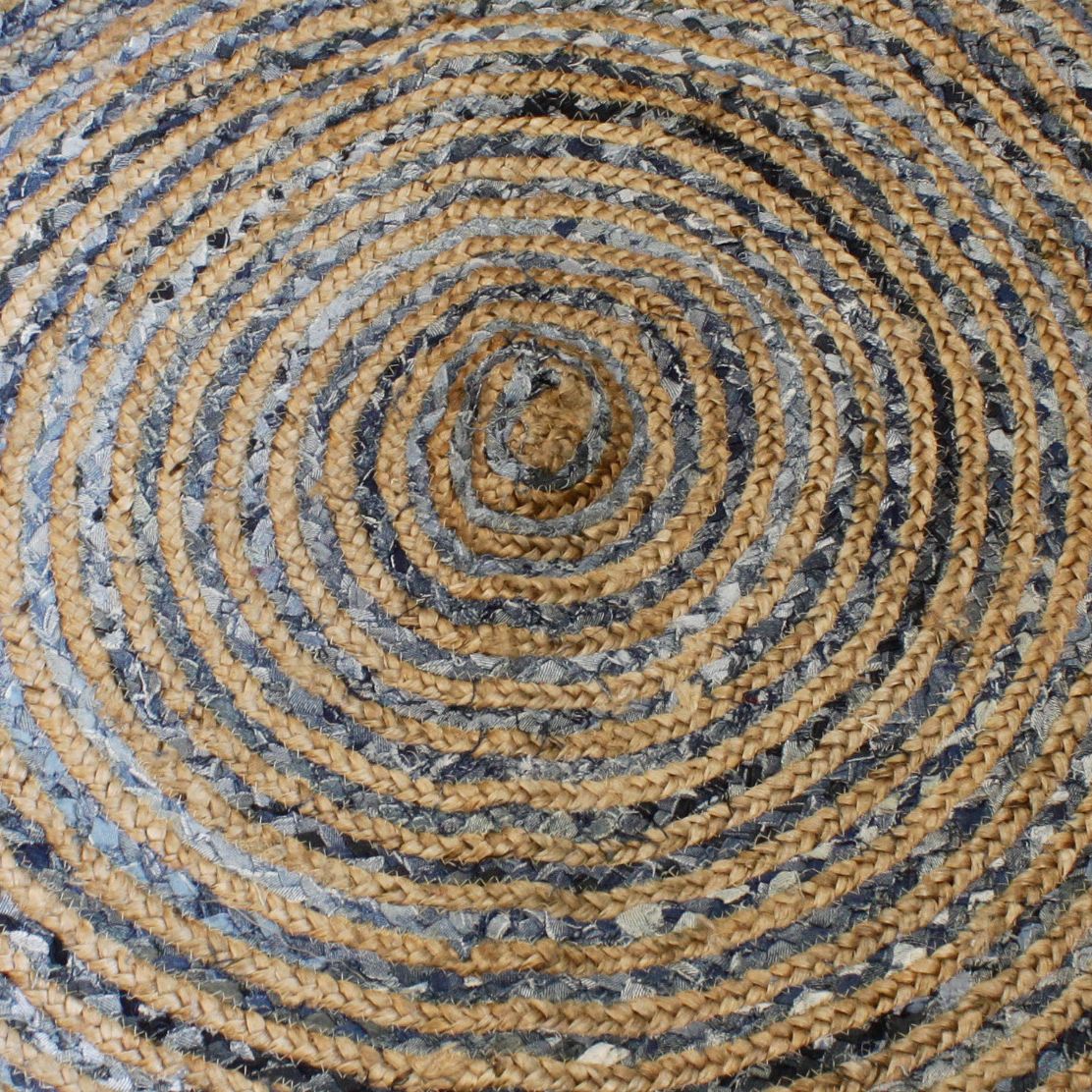 Runder Naturteppich aus Jute & recyceltem Denim | Ø 90 cm