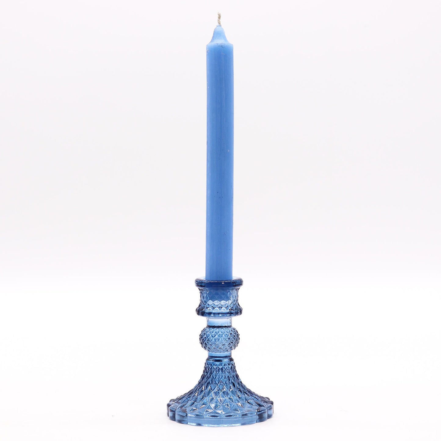 Set mit 2 Vintage Kerzenhaltern in Königsblau - Pressglas