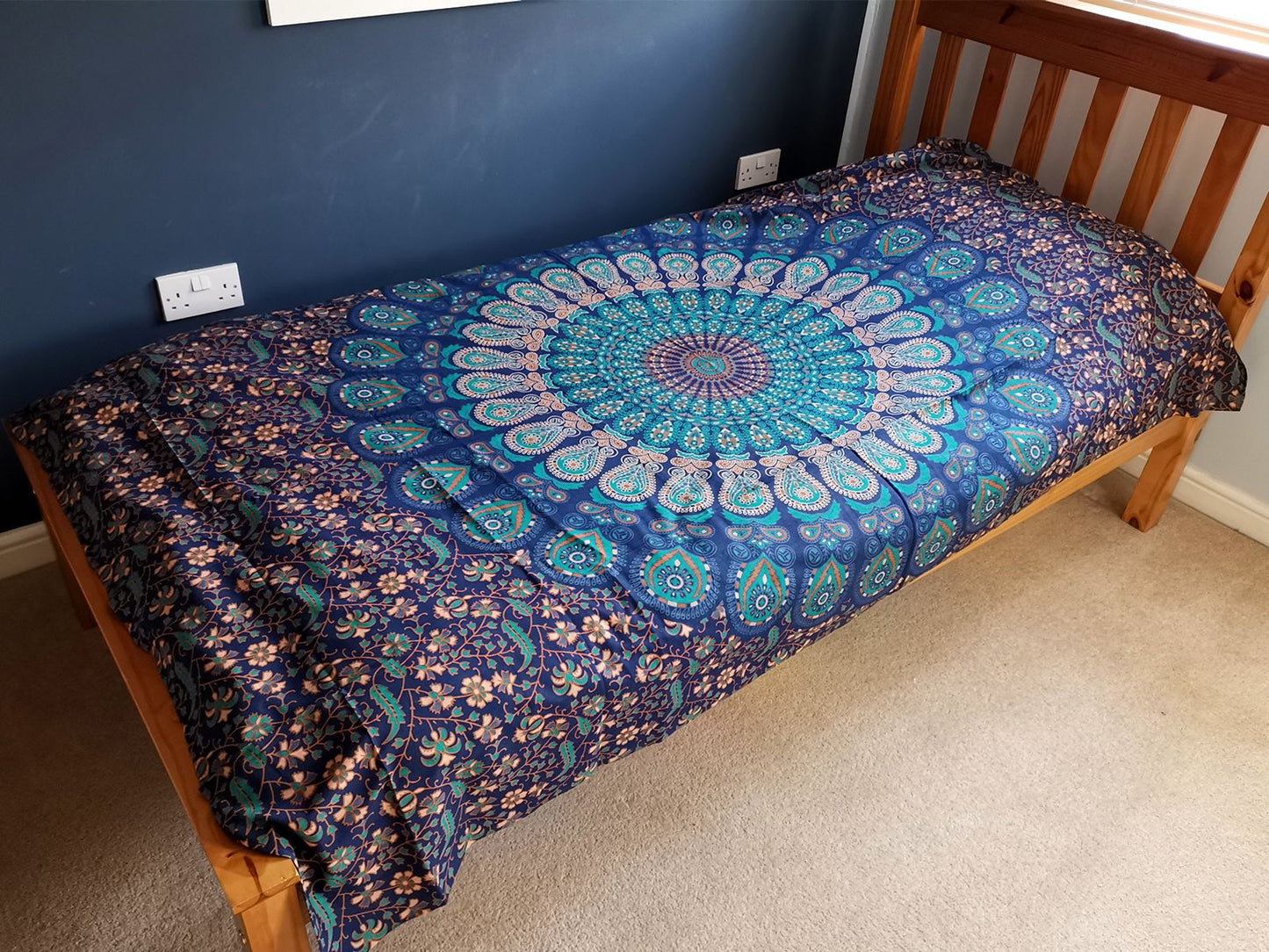 Klassische Mandala-Decke aus Baumwolle – Wandbehang & Tagesdecke 130x200 cm