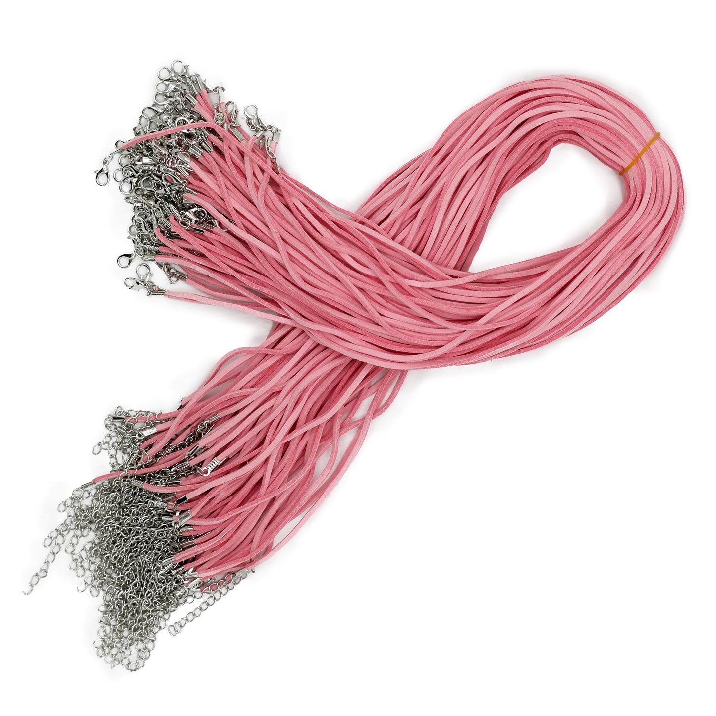 Anhängerband aus Wildlederimitat in Zartrosa – 2,5 mm x 55 cm mit Metallverschluss