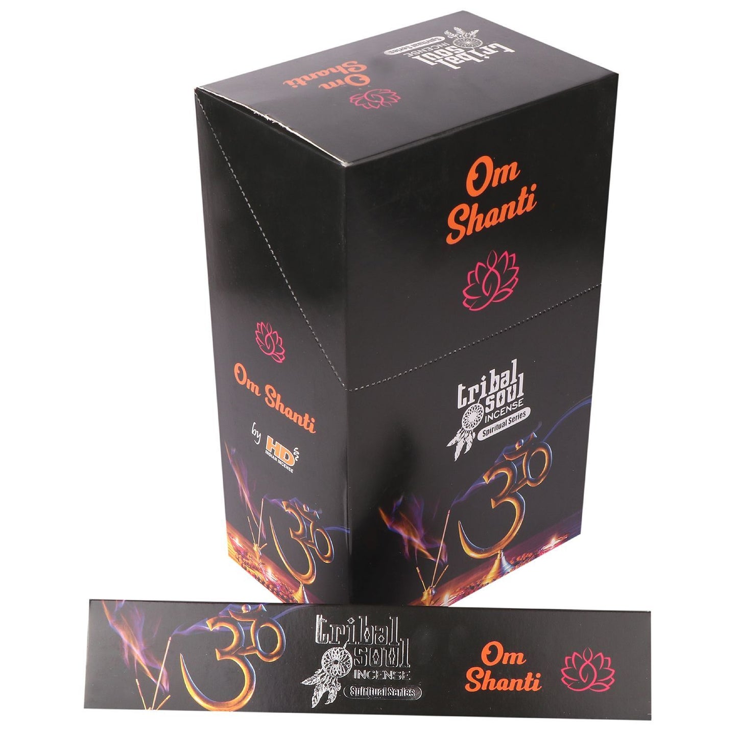 Tribal Soul Om Shanti Räucherset – 10 handgerollte Stäbchen mit Keramikhalter