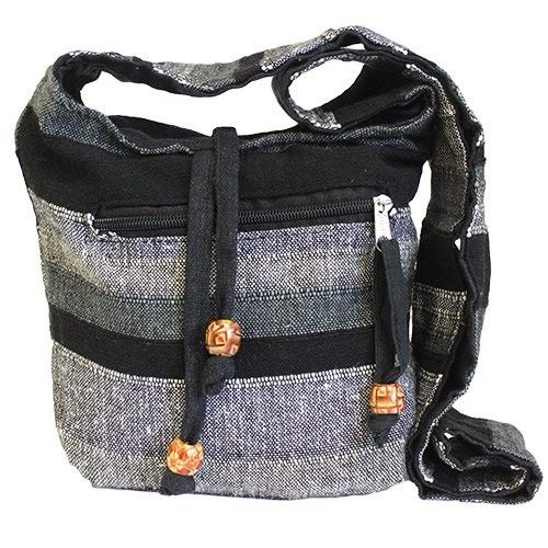 Nepal Schultertasche in Berg-Granit – Baumwoll-Umhängetasche für Abenteuer
