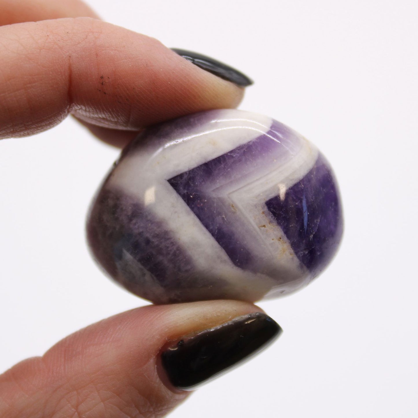 Set mit 12 Trommelsteinen - Afrikanischer Amethyst Chevron