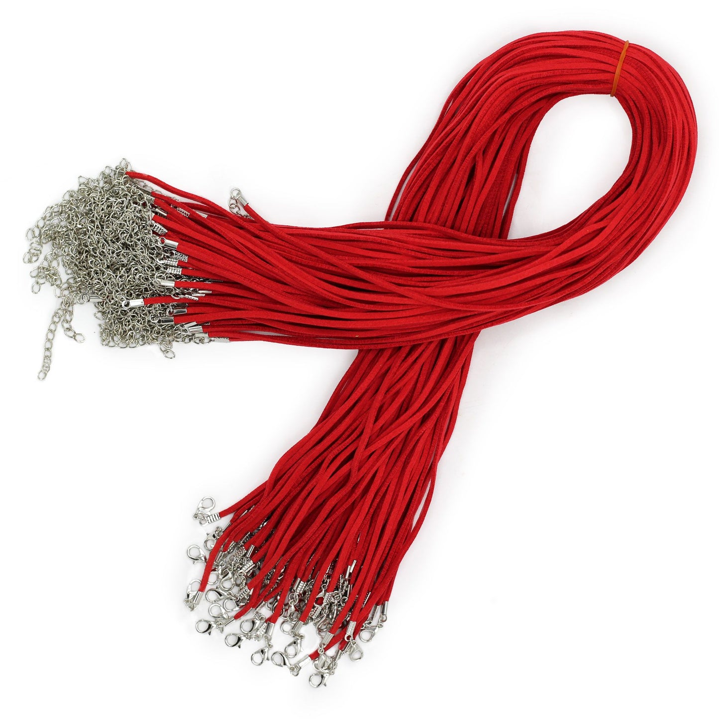 Premium Anhängerband aus Wildlederimitat in Rot - 2,5mm x 55cm mit Metallverschluss