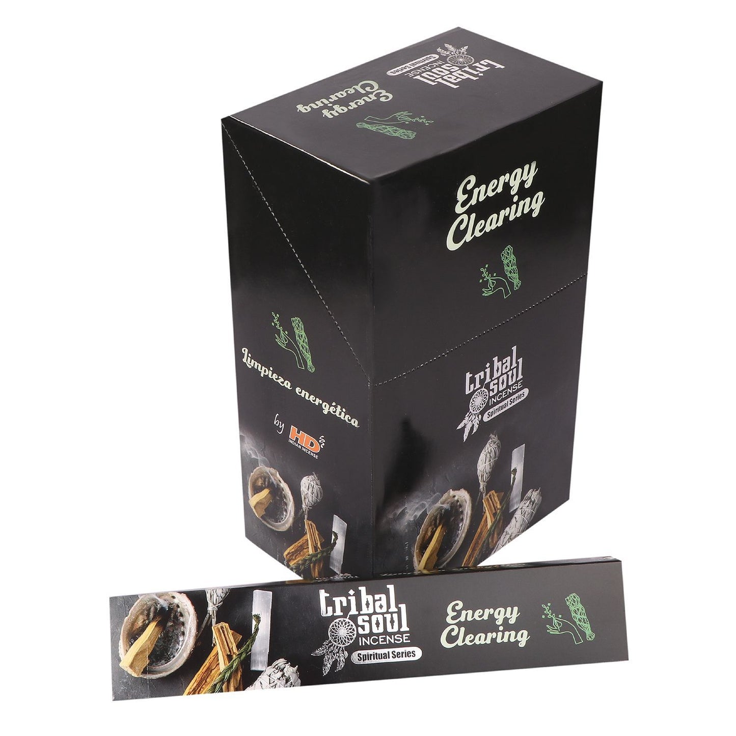 Tribal Soul Räucherset zur Energiereinigung – 10 handgerollte Stäbchen mit Keramikhalter