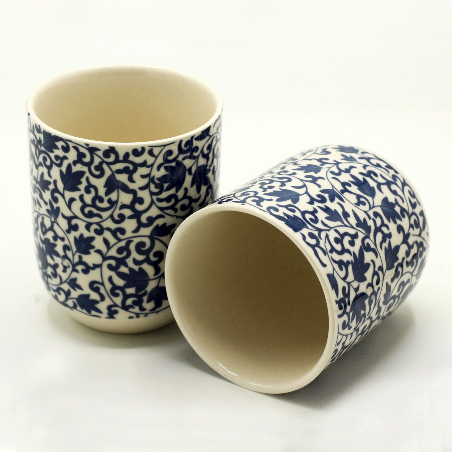 Set mit 6 Keramik-Teetassen im eleganten Blauen Muster – 190 ml