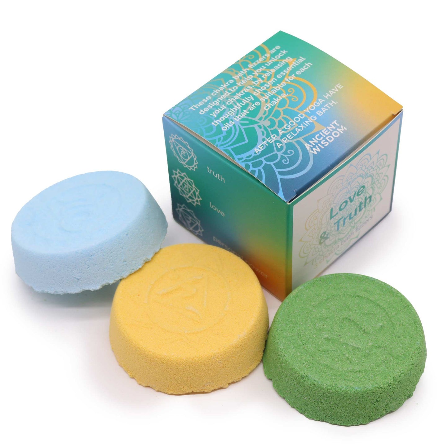 Chakra Badesprudel Set Liebe & Wahrheit – 3er Geschenkbox für Energiebalance