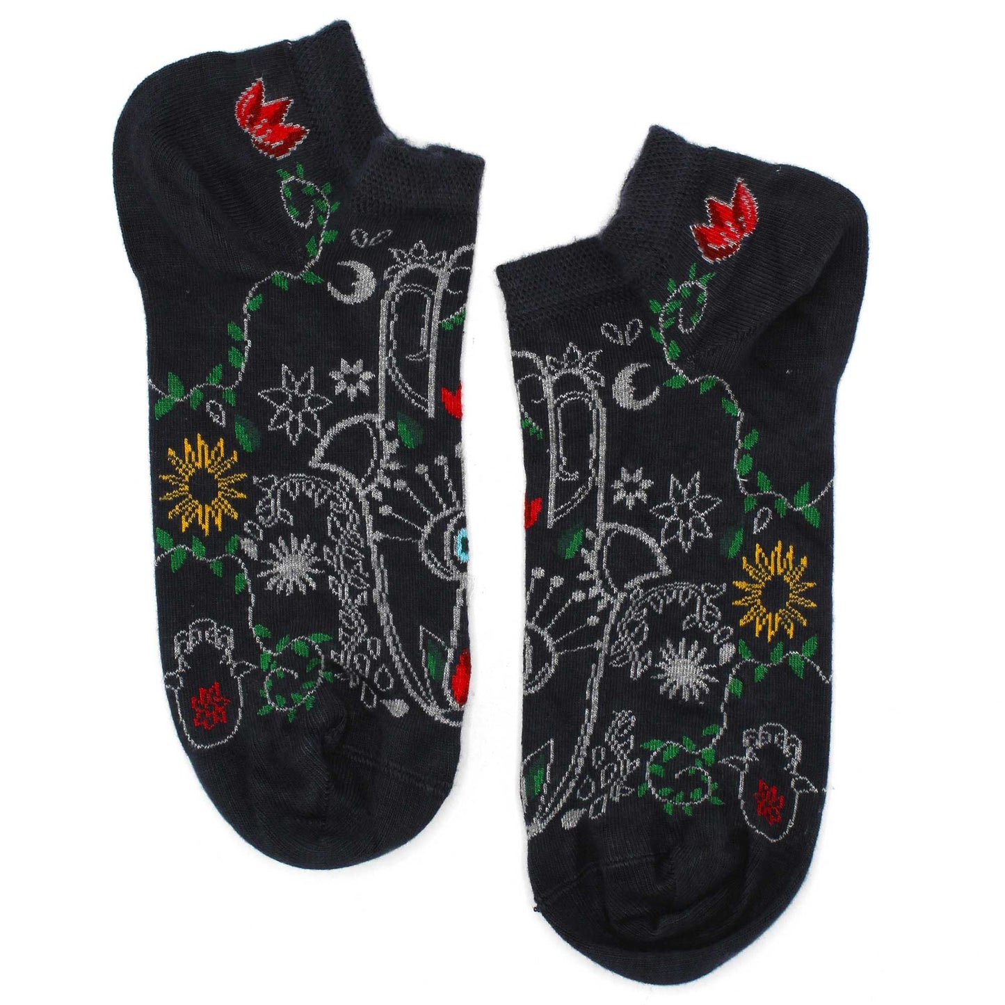Sneakersocken Hamsa Design - Atmungsaktiv aus Bambusgarn