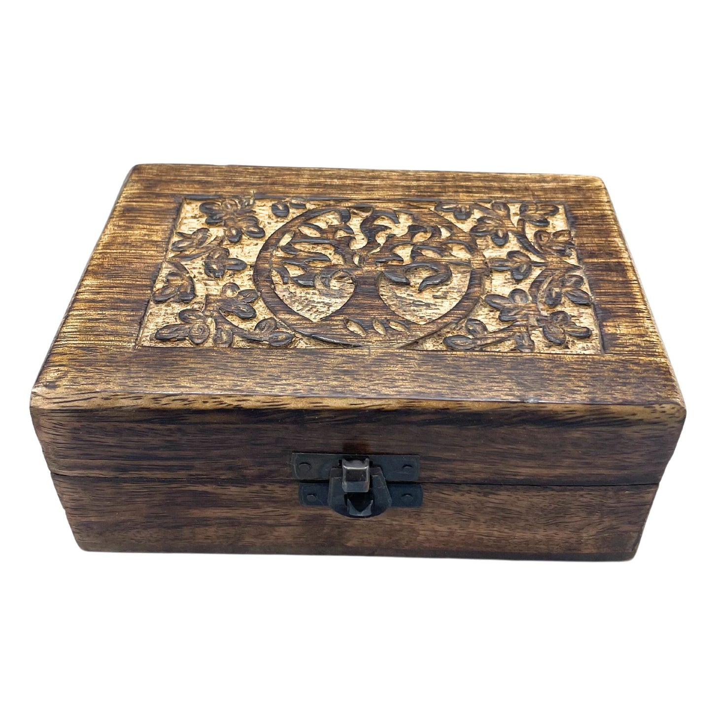 Erinnerungsbox aus Mangoholz 'Baum des Lebens' - 15 x 10 x 6 cm