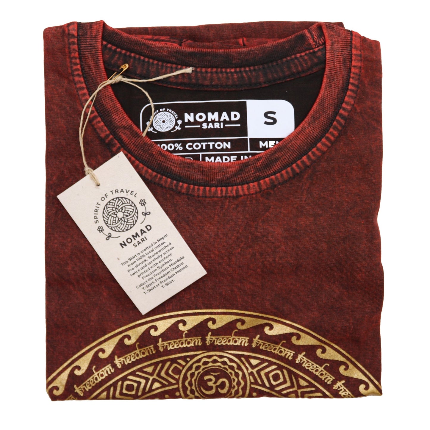 Chakra T-Shirt in tiefem Bordeaux - Doppelt steingewaschen & handgefertigt