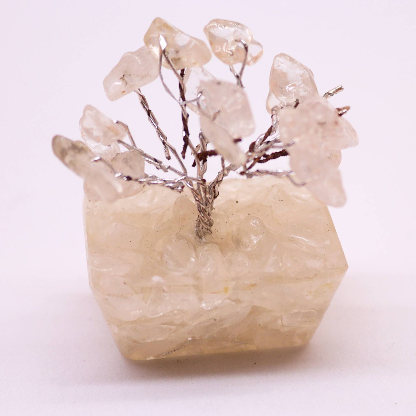 Mini-Edelsteinbaum aus Bergkristall auf harmonisierender Orgonit-Basis